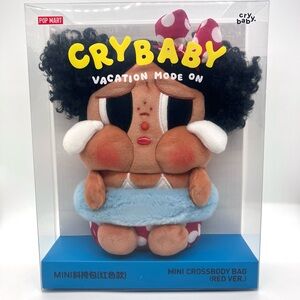 Pop Mart CRYBABY Vacation Mode On Plush Mini Crossbody Bag - Red Version  NIB